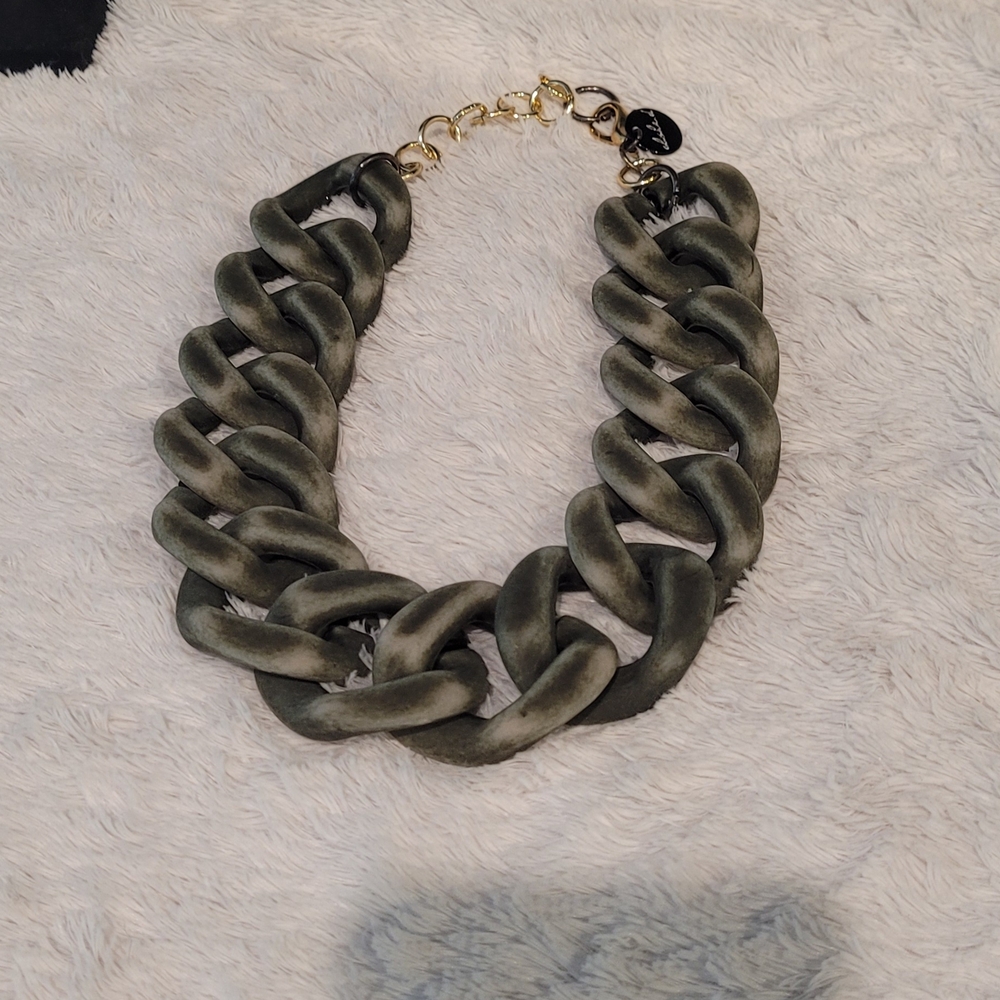 Chunky Olive Chain Necklace with Gold Accents Alisha D Made In Italy Collection
